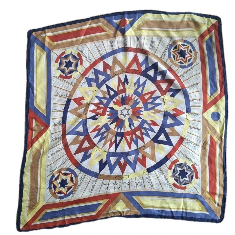Hermes La Rose Des Vents Compass Scarf Silk 34” X 34” Designer